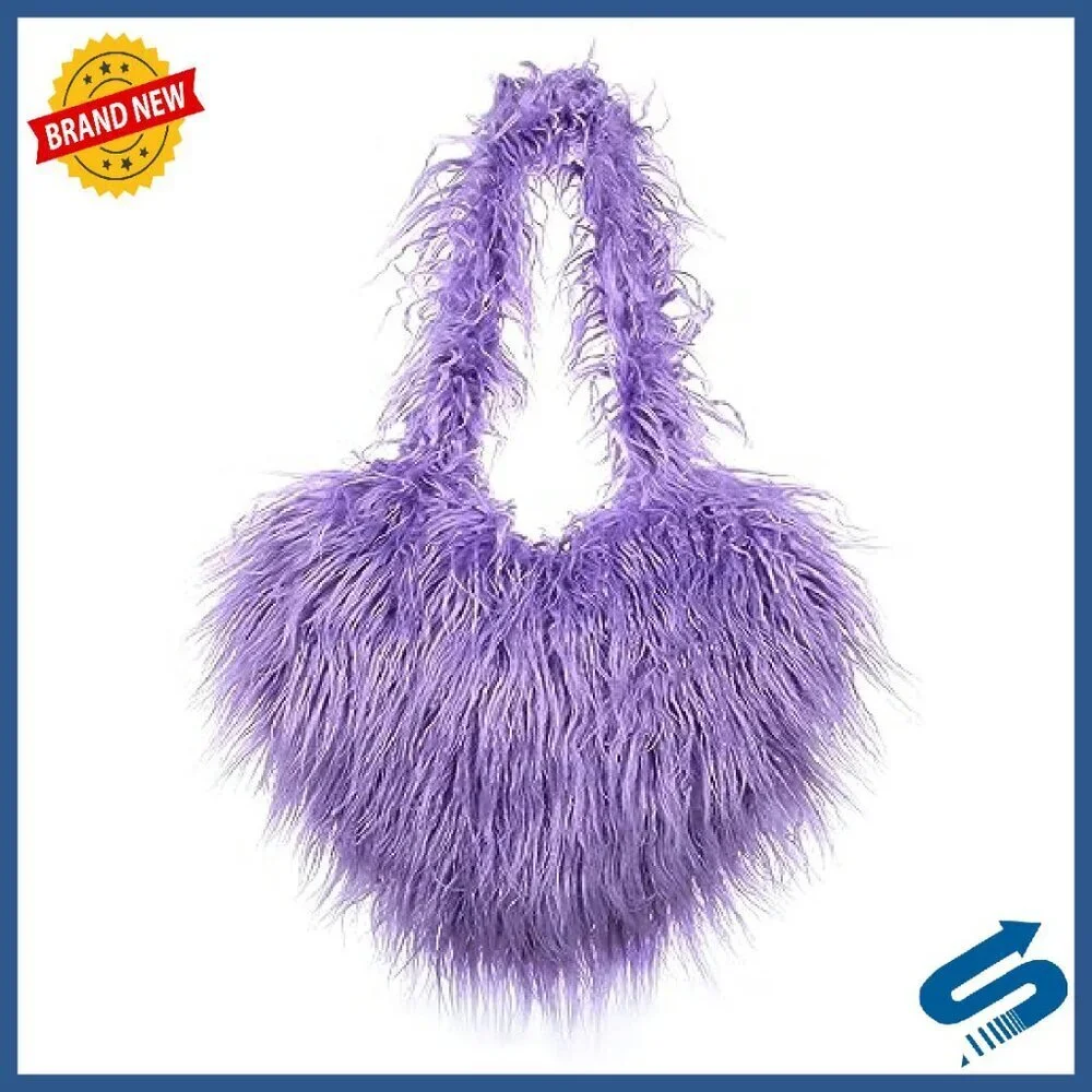 Faux Fur Fleece Shoulder Bag Crossbody Purse Retro Love Shape